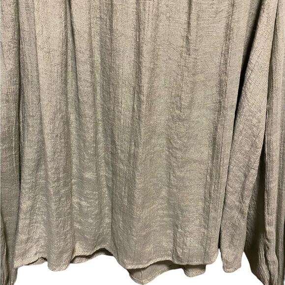 Blu Pepper Ruffled Blouse Women's Size L Sage Green Puff Sleeve Crepe Square - Picture 9 of 13